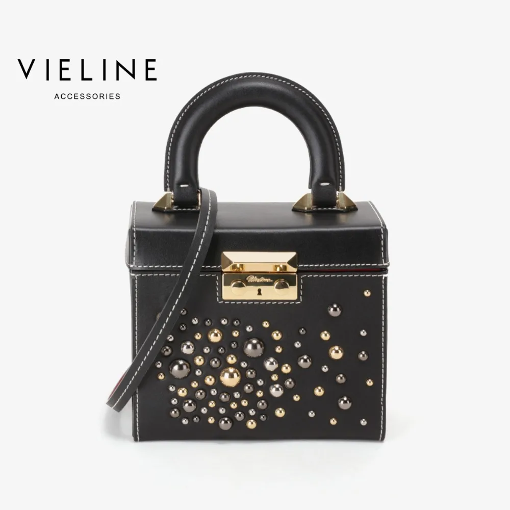 

2018 vieline genuine leather Rive shoulder bag ,Independent designer brand real leather women box Bags, limited edition
