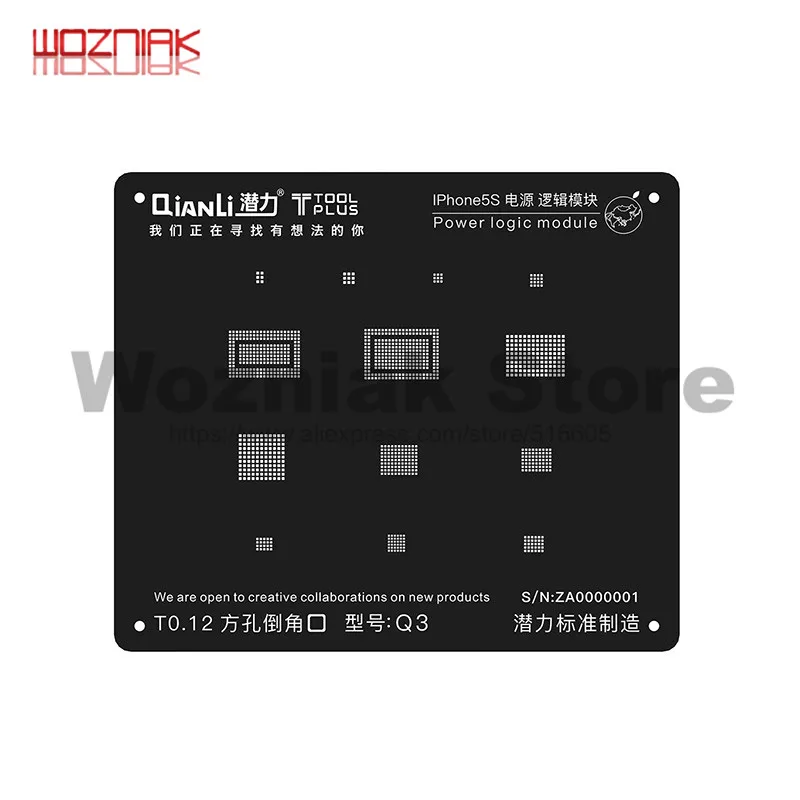 Qianli Power Logic Module Reballing Stencil Square Hole Black for iPhone 5S 6 6S 7 8 | Инструменты