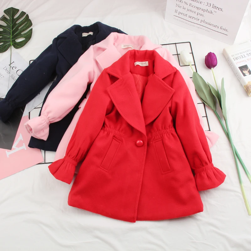 Шерстяное пальто для девочек детская одежда зимние и куртки детей кашемировая