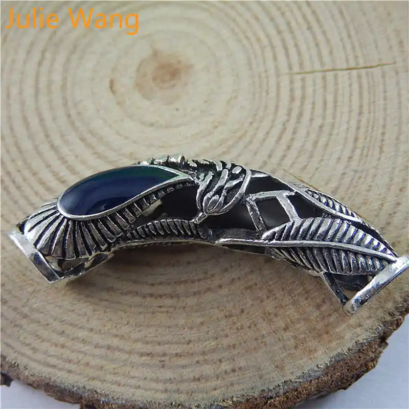 Julie Wang 2pcs Antique Silver Alloy Curved Tube Rhinestone Connectors Decoration DIY Necklace Bracelet Jewelry Making Accessory | Украшения
