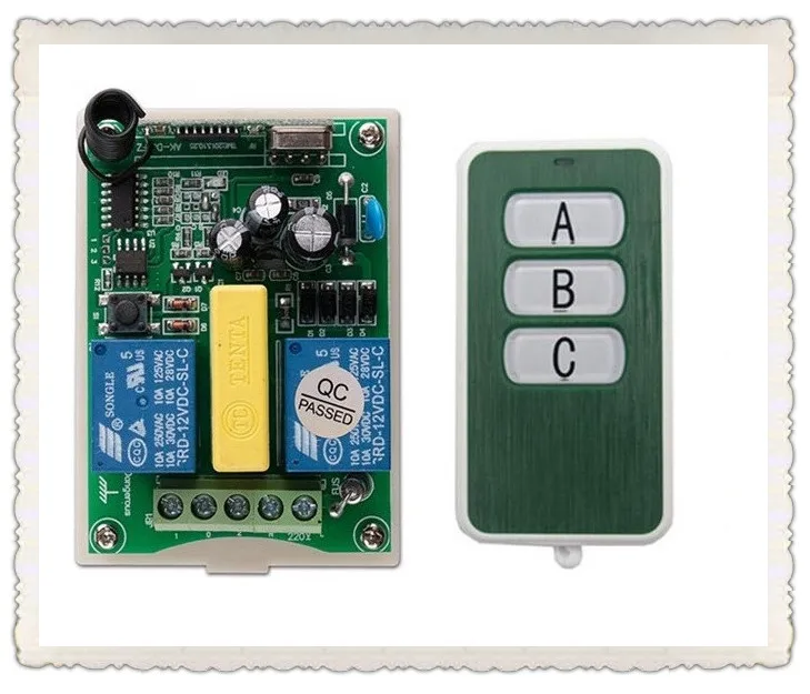 Радиоуправляемый мотор, беспроводной переключатель с положительным и отрицательным радиоуправлением, 220 В переменного тока, 2 канала, 10 А, 1 передатчик + 1 приемник