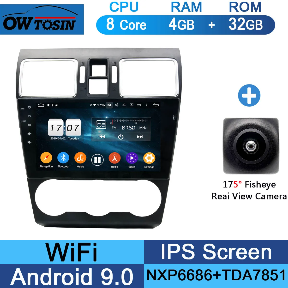 32G Fisheye Camera " ips 8 ядерный 4G+ 64G Android 9,0 автомобильный мультимедийный плеер для Subaru WRX Forester радио gps CarPlay Parrot - Цвет: 32G Fisheye Camera