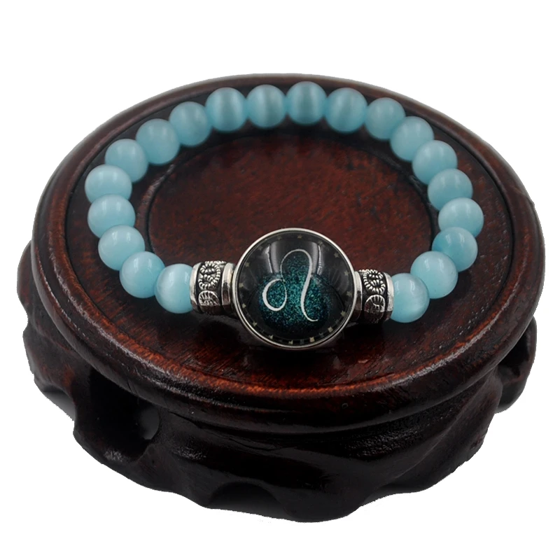 8 мм светильник синий кошачий глаз опал браслеты для женщин и мужчин украшения 12