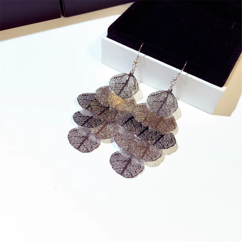 Charmwin New Fashion Tassel Dangle Earrings Long Women Exaggerated Hollow Tree Leaves Statement Hanging PE1684 | Украшения и
