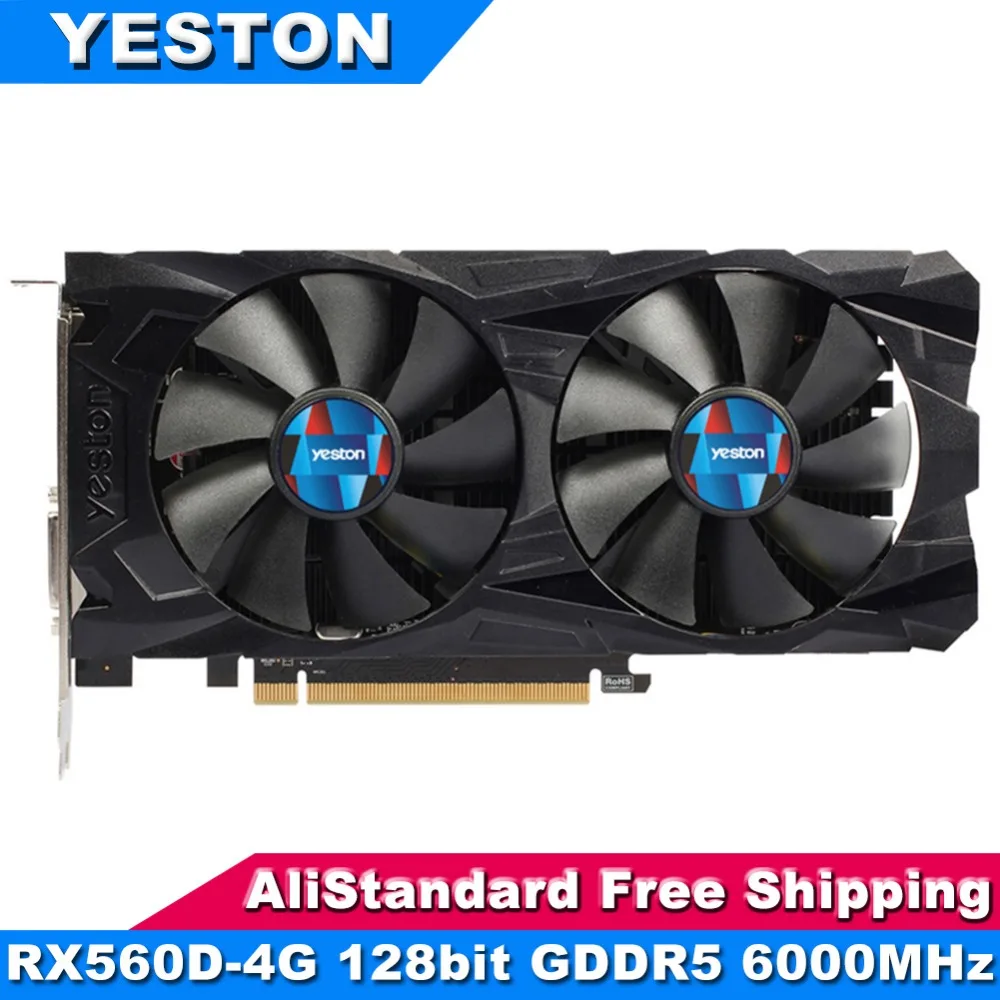 Yeston RX560D-4G видеокарты 128 бит GDDR5 6000 МГц игровой настольный компьютер видеокарты Поддержка DVI-D HDMI DP для AMD
