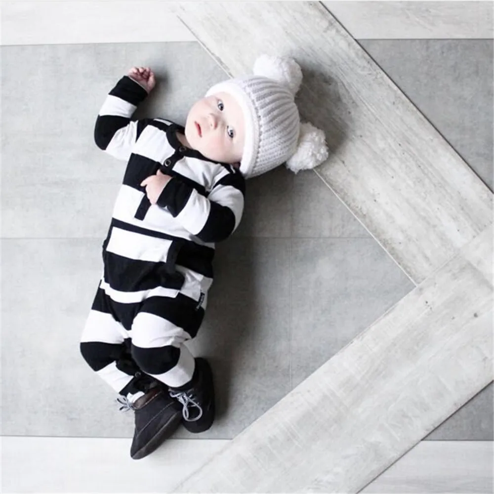 Детский хлопковый комбинезон с длинным рукавом в полоску|infant jumpsuit|baby boy girlromper cotton