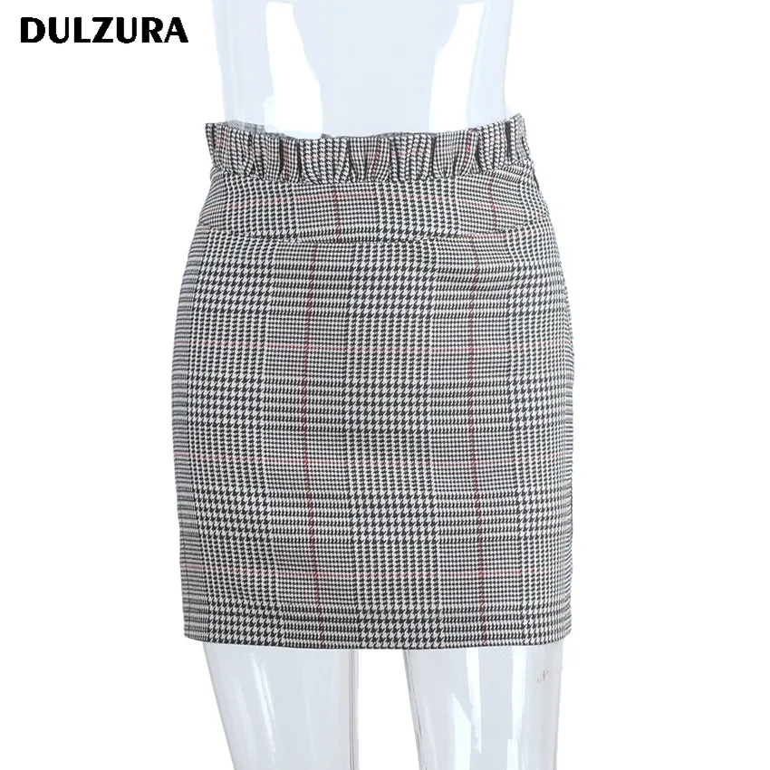 HAWTHAW Высокая талия мини карандаш женские клетчатые юбки 2018 Весна Лето Женский