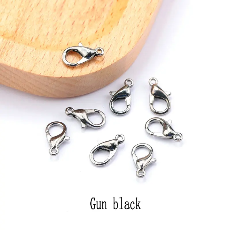 Gun black 100 шт./лот 10/12/14/16 мм; Цвета: золотистый, Серебристый; обувь с ремешками в виде полукруга, застежки, крючки, станок и металлическими разъемами для самостоятельного изготовления ювелирных изделий, Цепочки и ожерелья Аксессуары - Цвет: Gun black