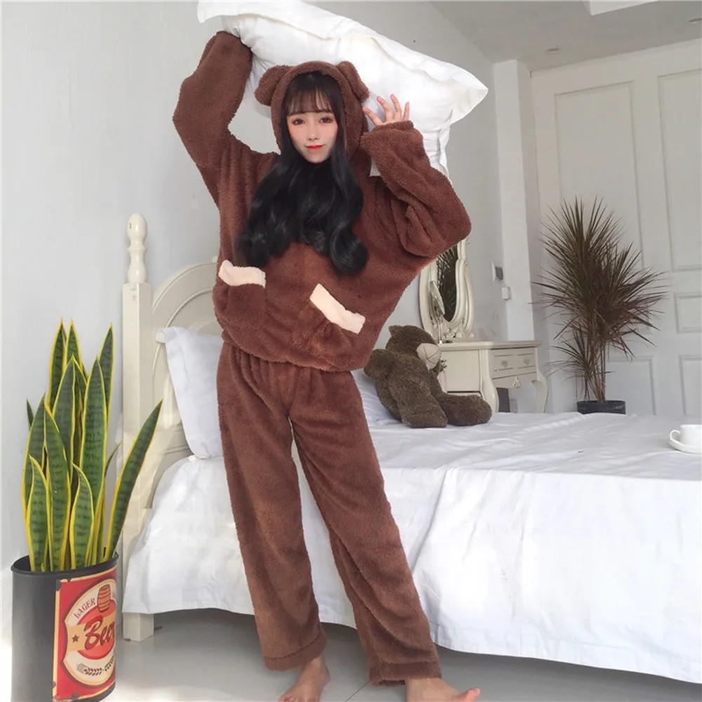 2018 зимние Повседневное корейский стиль Для женщин пижамные комплекты с