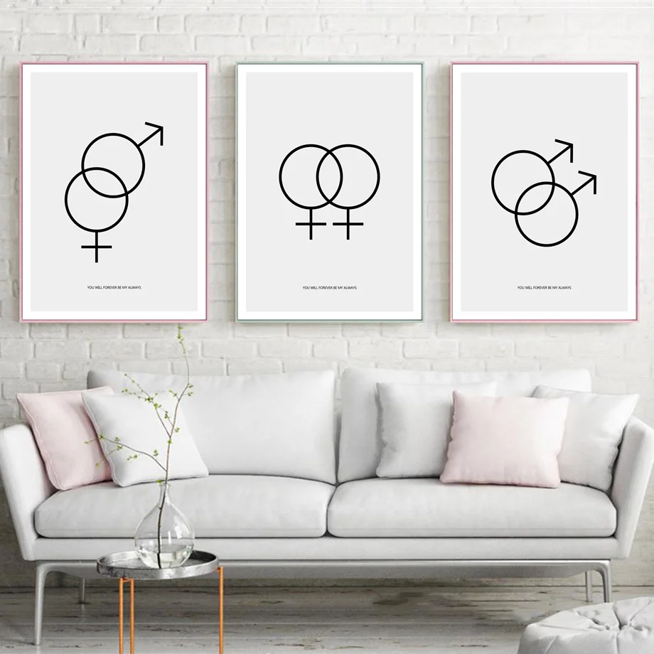 

Girl Boy Gender Symbol Quotes Nordic Posters And Prints Wall Art Canvas Painting Abstract Decoration Pictures For Living Room