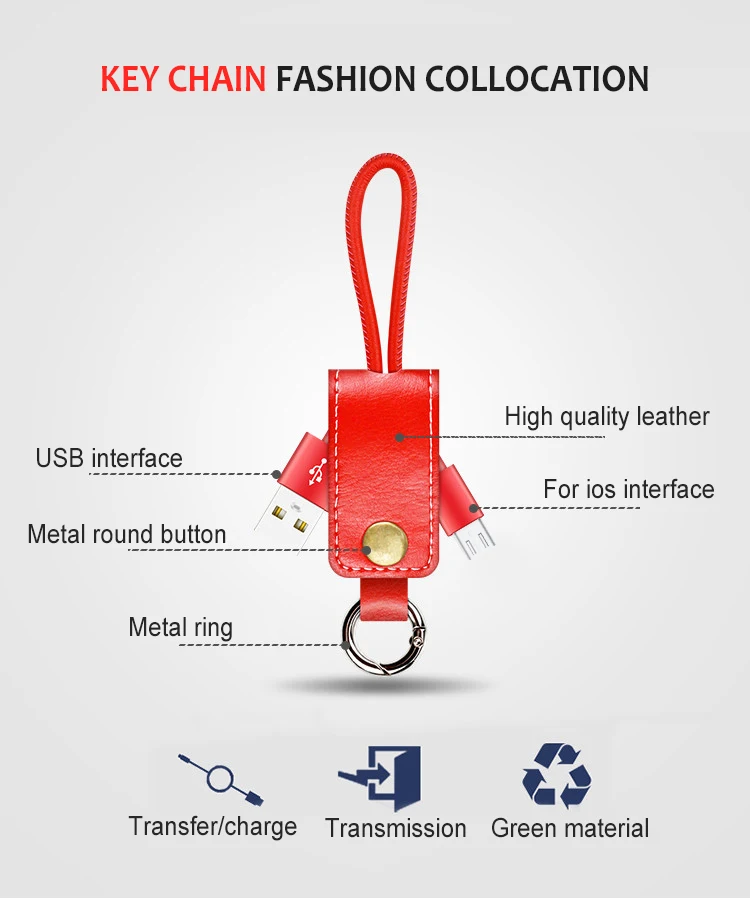 Брелок для ключей из Aokin кожи, usb-кабель для iPhone, микро-usb type-C, брелок для ключей, кабели для samsung, для huawei, быстрая зарядка, линия передачи данных