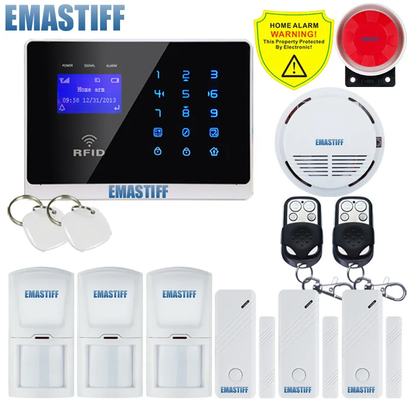 Беспроводная GSM SMS текстовая сенсорная клавиатура сигнализация PIR датчик+ RFID+ новая Индукционная дверь сенсорный экран высокое качество - Цвет: Bundle B