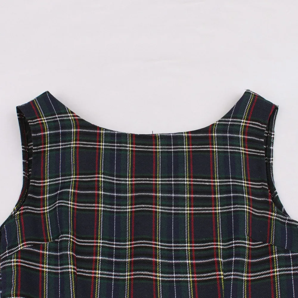 Винтажное женское платье в клетку с принтом, лето, пин-ап, Vestidos Femme, в клетку, Платья для вечеринок, повседневные, с длинным рукавом, в стиле рокабилли, Новинка
