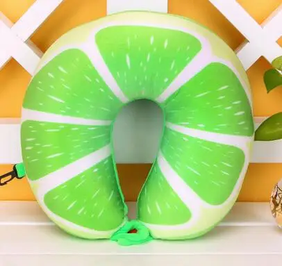 Green orange Удобная мягкая защитная u-образная подушка для шеи для путешествий с фруктами, подушка для шеи с поддержкой головы, подушка для самолета - Цвет: Green orange