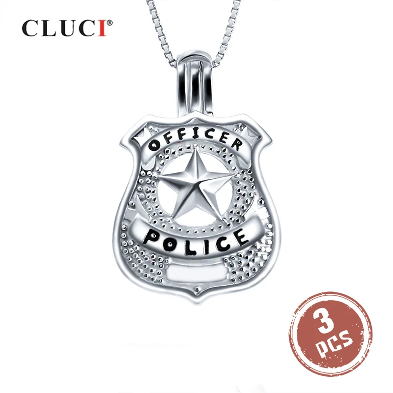 

CLUCI 3pcs Resl Silver 925 Sterling Cage Pendant for Jewelry Making Pendant US Police Star Shape Silver 925 Cage Pendant SC333SB