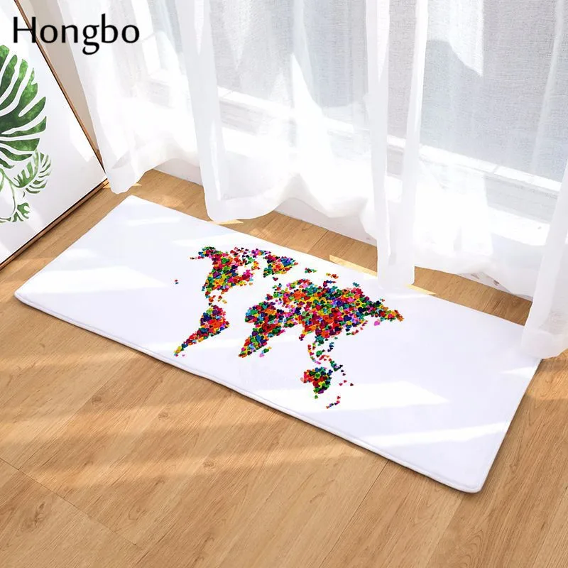 Hongbo креативный коврик с 3D-принтом карта мира, противоскользящий водопоглощающий коврик для спальни, ковер для кухни, домашний декор