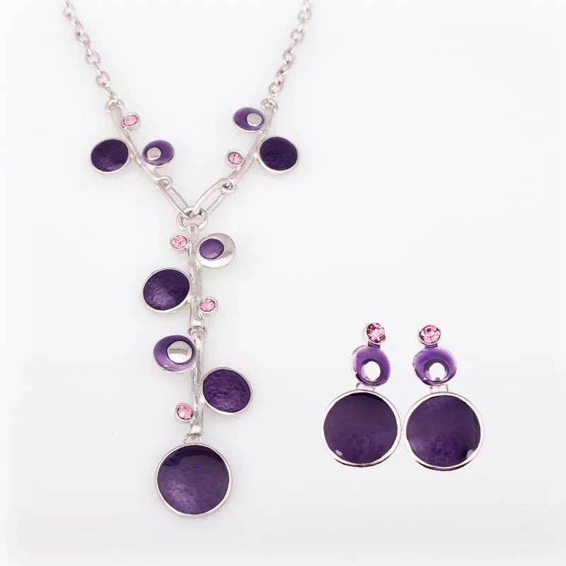 Колье из высококачественного сплава с эмалью Шейное ожерелье и серьги набор