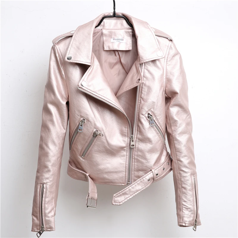 Короткая кожаная куртка из искусственной кожи золотого и серебряного цвета