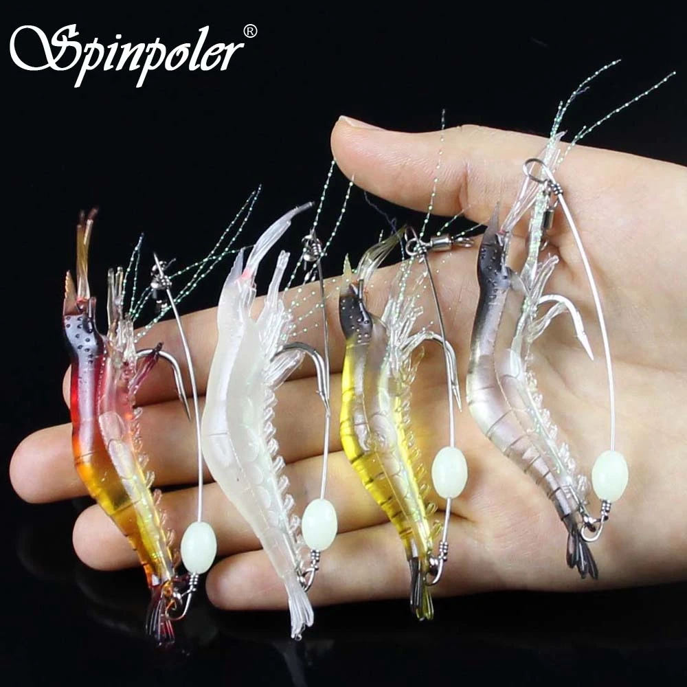 Spinpoler 4 шт./лот которая светится ночью искусственные мягкие приманки со из