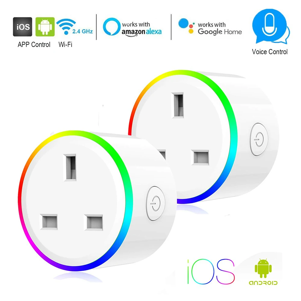 Смарт разъем Wi Fi Управление розетка Великобритания США ЕС 10A RGB таймер со