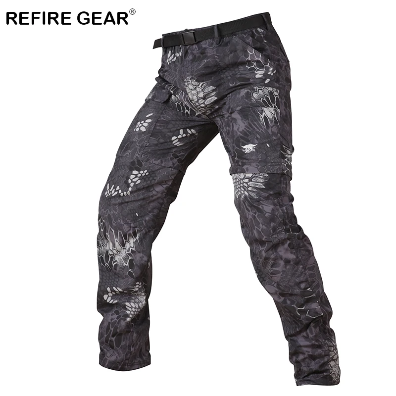 Refire gear летние съемные камуфляжные военные штаны мужские уличные быстросохнущие съемные штаны до колен армейские тактические брюки