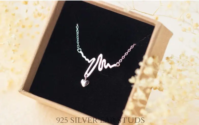 Реальный. Женская цепочка с кулоном в виде пульса серебро 925 пробы | Украшения и