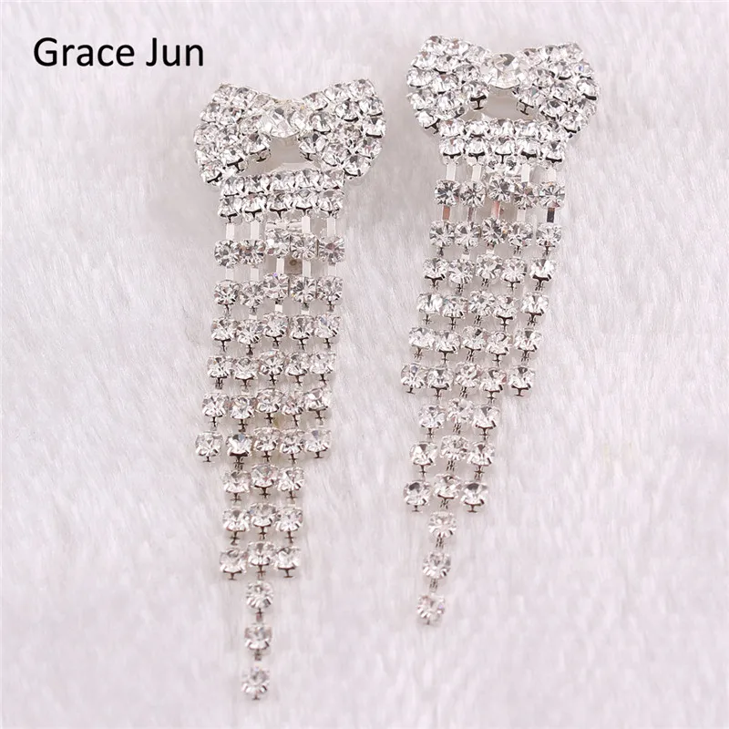 Бренд Grace Jun(TM) высококачественные свадебные посеребренные Стразы с бантом