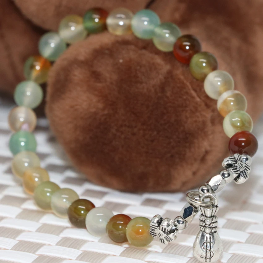 Браслет женский из натурального агата сердолик круглые каменные бусины 6 мм 7 5