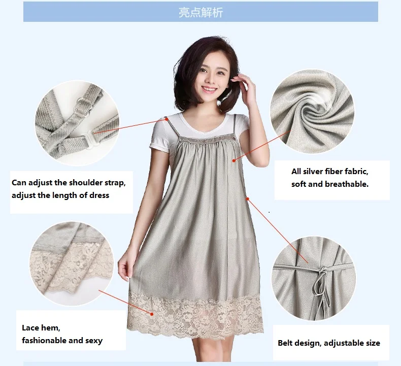 

Ajiacn EMF shielding maternity dress,Comfortable & breathable,Lace hem,radiation proof fashionable work dress for pregnant women