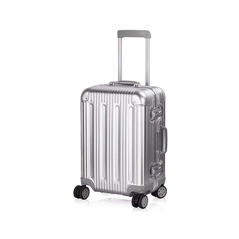 Silver Алюминий чемодан Carry On Spinner Жесткий корпус чемодан легкий металлический чемоданы TSA Unlock(серебро 2" 24" 2" дюймов - Цвет: Silver