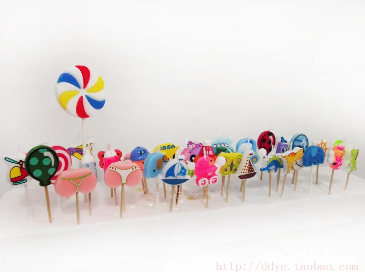 Одноразовые неупакованные свечи для дня рождения различные стили мини