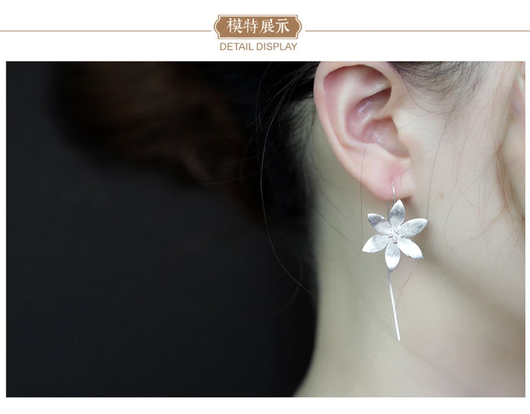 Длинные Серьги серебряного цвета цветок лотоса для женщин и девушек модные