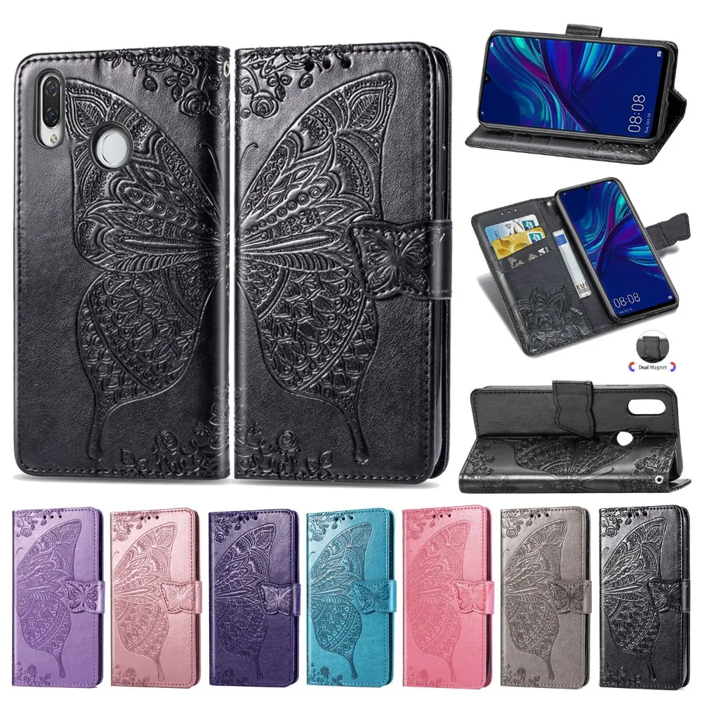 Для Huawei y7 2019 кожаный чехол-бумажник с цветком бабочкой и цветами для huawei Y7 prime |