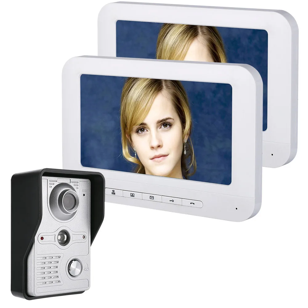 

7 Inch LCD 2 Monitors Video Door Phone Doorbell Intercom Kit 1-camera 2-monitor Night Vision with IR-CUT HD 700TVL Camera