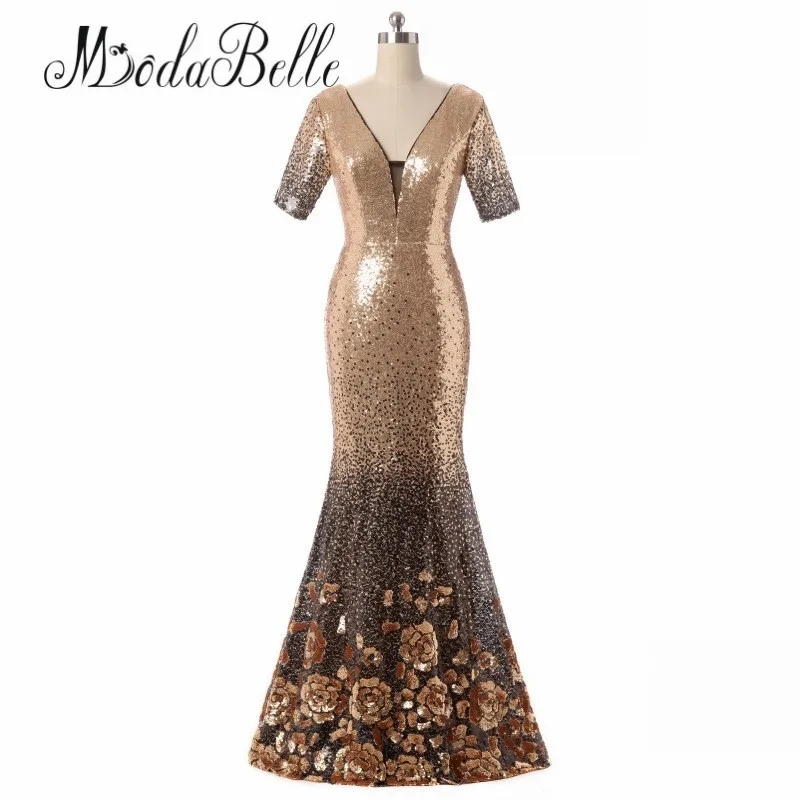 Платья подружек невесты modabelle серебристого/золотистого цвета длинное вечернее