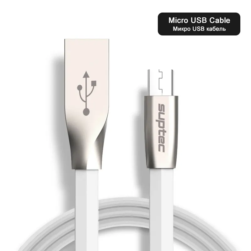 White SUPTEC Micro USB кабель 2.4A плоский кабель передачи данных для быстрой зарядки для Android samsung S6 S7 Edge Xiaomi huawei MP3 Microusb шнур - Цвет: White