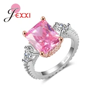fancinating hot elegant fashion cool wedding jewelry gift 925 sterling silver pink cubic zirconia ring for women girl