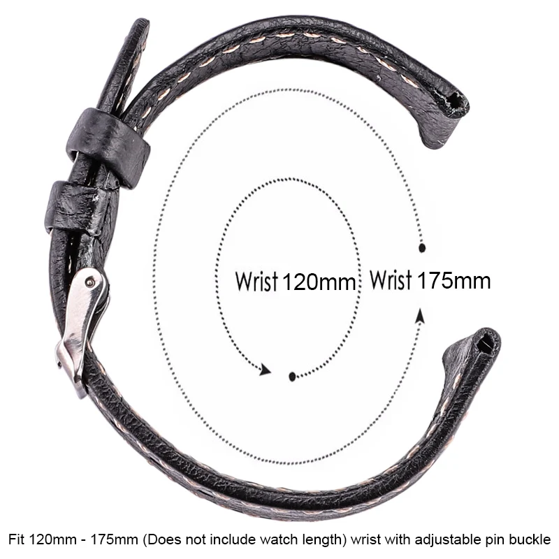 Genuine Leather Watchband Soft Thin 22mm 24mm Black Brown Women Men Watch Band Strap Belt With Pin Buckle