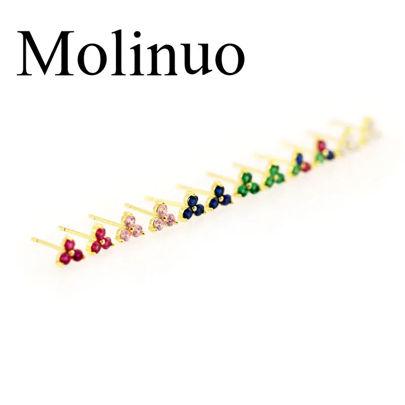 Molino простые украшения CZ клевер серьги-гвоздики модные милые женские Девушки
