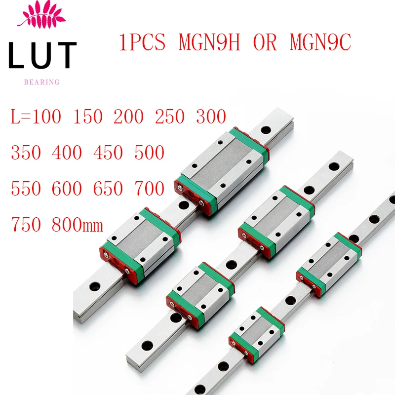 1 шт. 9 мм линейная направляющая MGN9 L = 100 200 300 400 450 500 550 600 700 800 + MGN9C или MGN9H длинная