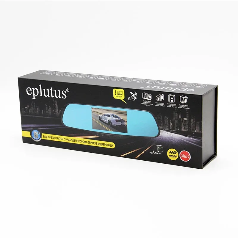 Eplutus GR-50 Автомобильная видеокамера 5"Stream Media Mirror Dvr HD 1080P WiFi GPS Dash Cam Registrar Video Recorder 2 камеры on.
