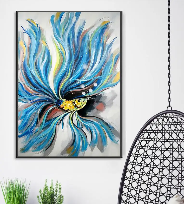 Watercolor Goldfish Unframed Big Wall Art Print Poster Modern Abstract Canvas Printing Living Room Decor Spray Painting | Дом и сад