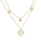 Цепочка с подвеской в виде карты мира, Двухслойное ожерелье с кулоном, цвет под золото, серебро, регулируемый размер, летняя мода