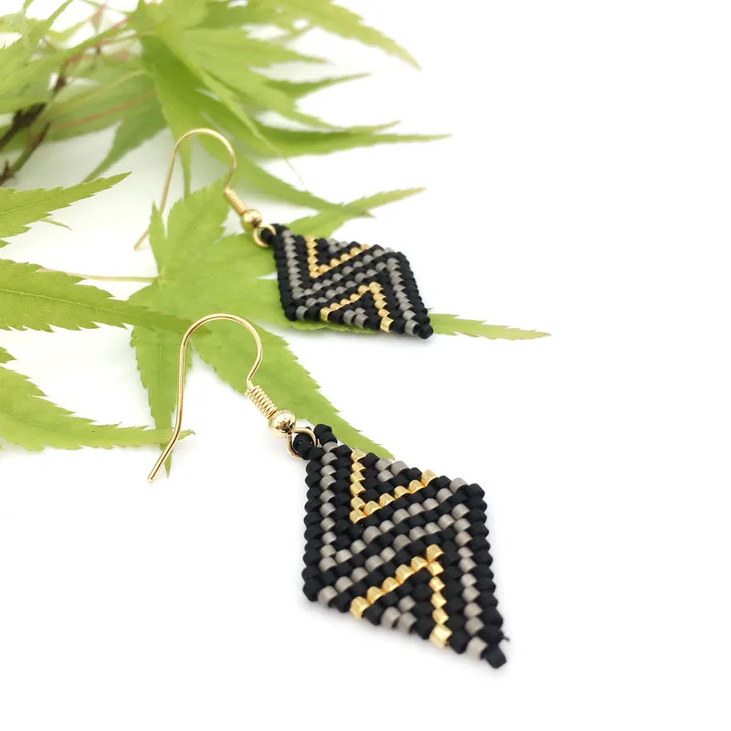 Women Boho Geometric Pattern Earrings Bohemia Earring Handmade Woven Delica Bead jewelry | Украшения и аксессуары