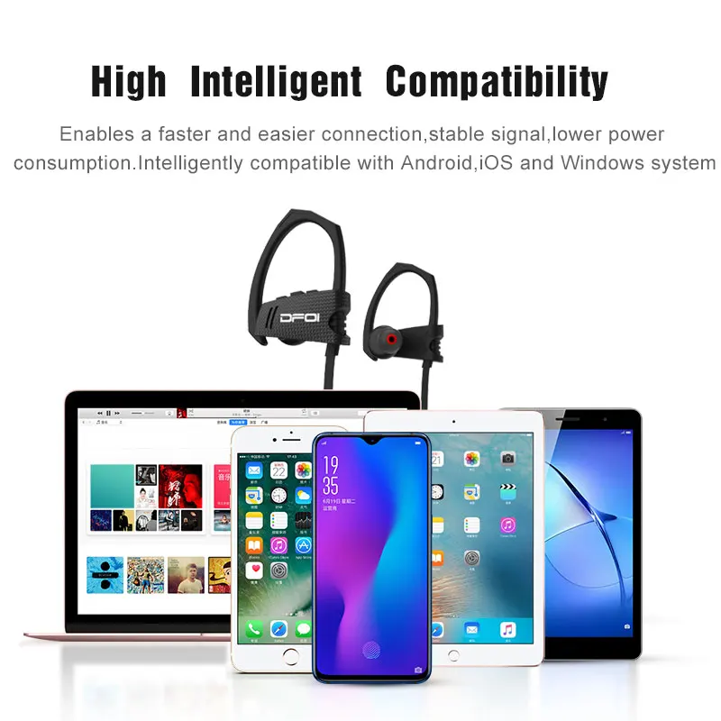 Беспроводные наушники Bluetooth водостойкие спортивные для телефона с микрофоном