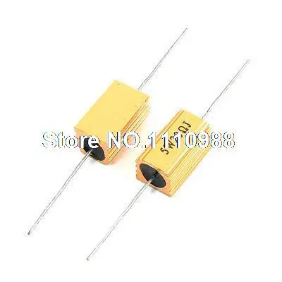 

2 Pcs Gold Tone Axial Lead Aluminium Housed Resistor 5W 20 Ohm