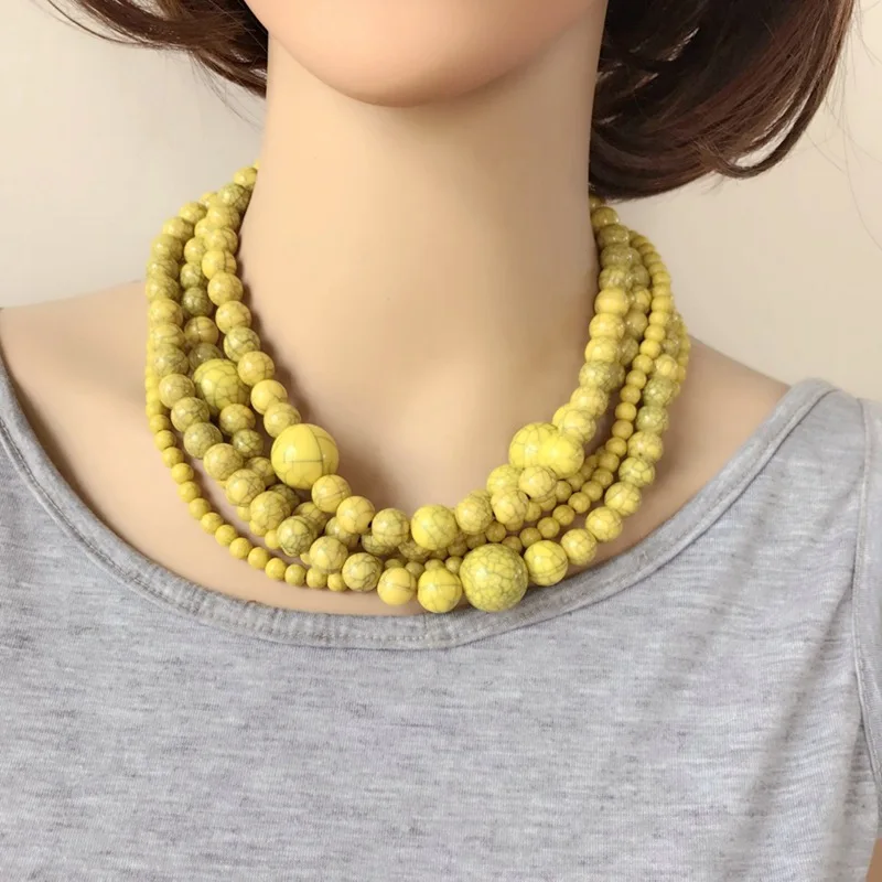 Женское Ожерелье розовый цвет синий светло-голубой желтый бисер высокое