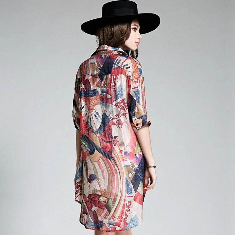 Этнические женские винтажные блузки с принтом кимоно кардиган Длинная блузка