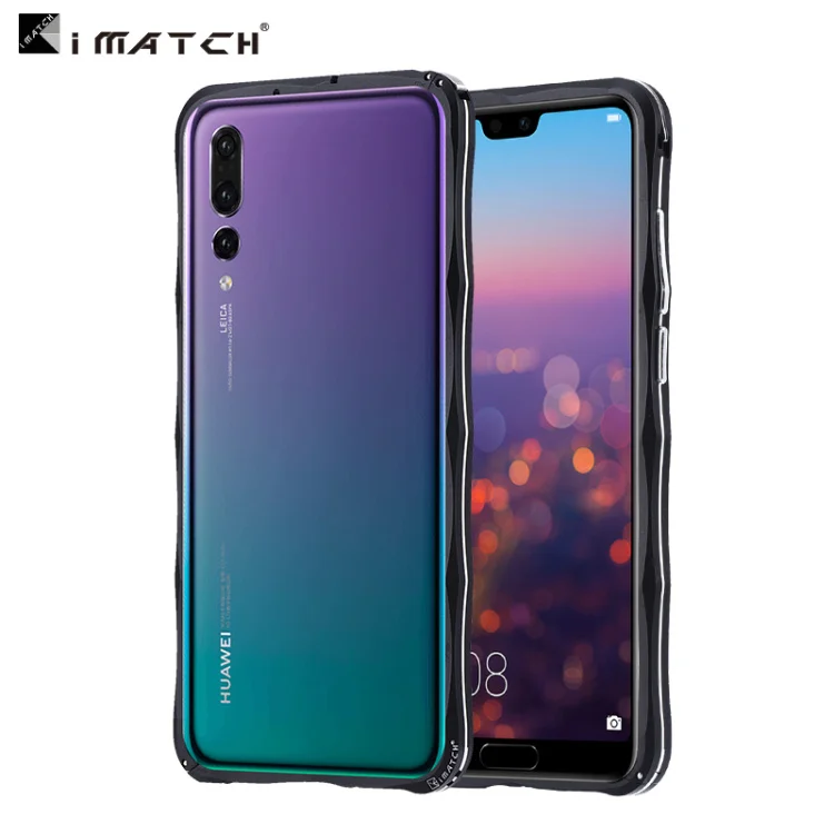 iMatch бампер чехол для huawei P20 Pro роскошный P20Pro Алмазная форма тонкий алюминиевый металлический бампер чехол для huawei P20 - Цвет: Черный