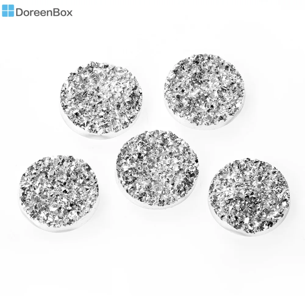 Doreen Box Drusy полимерное купольное уплотнение кабошоны круглые Серебристые белые 18